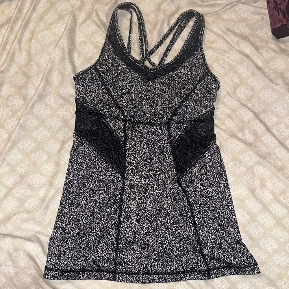 Lululemon Black and White Athletic Tank Top
